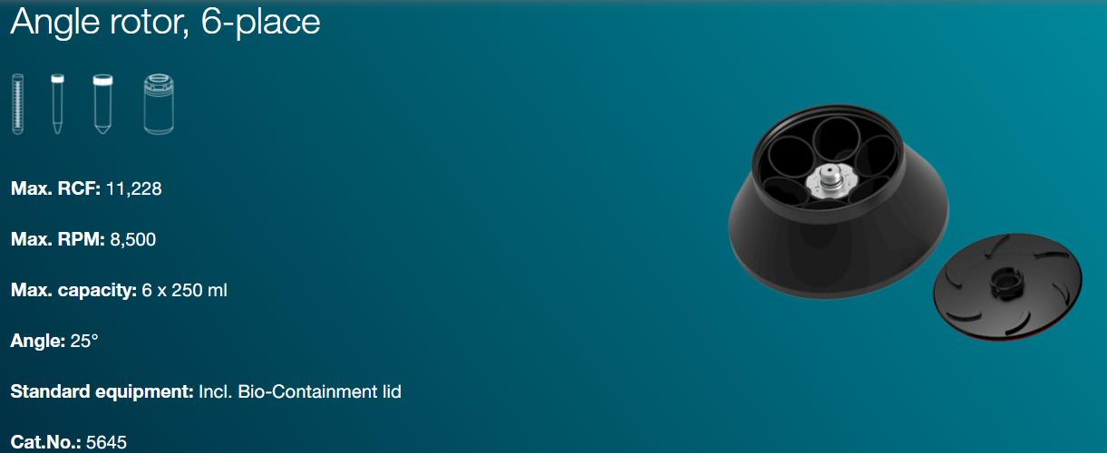 Rotor góc 6 vị trí Cat. No. 5645 cho máy ly tâm ROTANTA 460R