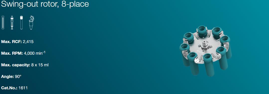 Rotor vang 8 vi tri Cat. No. 1611 cho may ly tam Rotofix 32A